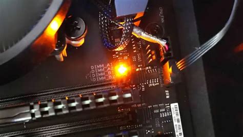 dram light on motherboard orange.